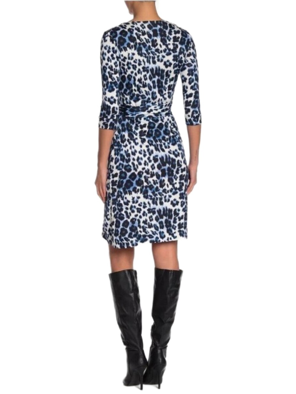 Diane Von Furstenberg DVF New Julian Silk Jersey Wrap Dress Size 12 Snow Cheetah - Picture 3 of 15